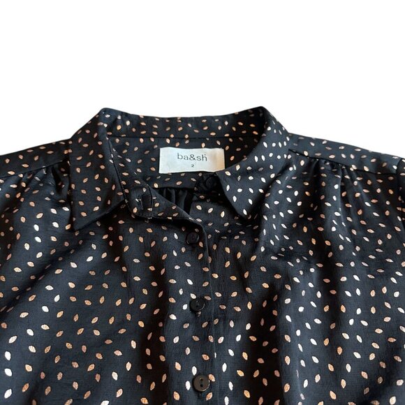 BA&SH Chemise Glorio Button-Down Shirt Top Blouse Long Sleeve Foil Size 2 NWT - Picture 6 of 15